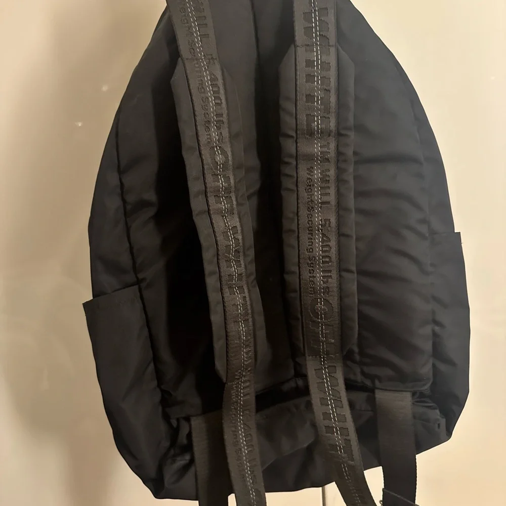 Off-White Black Backpack with White Graphic Tape X